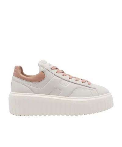 Hogan Chunky Platform Sneakers With Smooth And Textured Uppers In Neutral