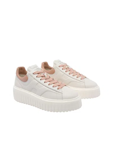 Hogan Chunky Platform Sneakers With Smooth And Textured Uppers In Neutral