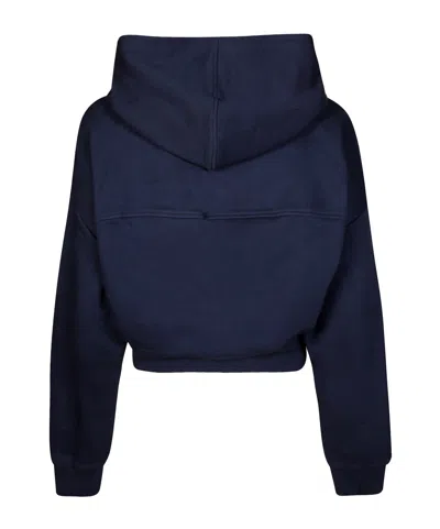 Marni Cropped Hoodie In Deep Navy With Distinctive Patch