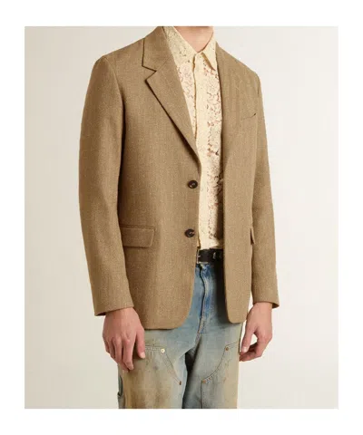 Golden Goose Lapel Long-sleeved Suit Jacket In Brown