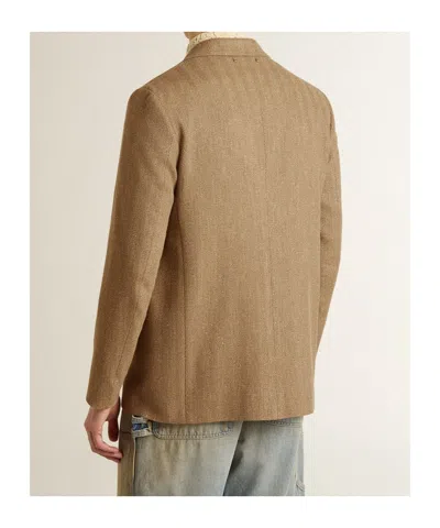 Golden Goose Lapel Long-sleeved Suit Jacket In Brown