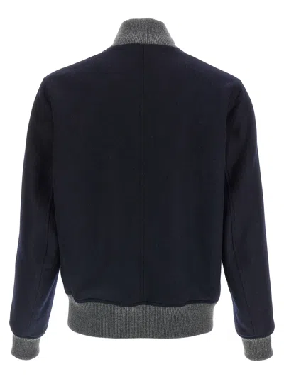 Brunello Cucinelli Wool Bomber Jacket Puffer Jackets Blue