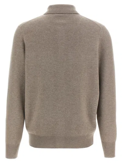 Brunello Cucinelli Cashmere Collared Design Cardigan In Neutral
