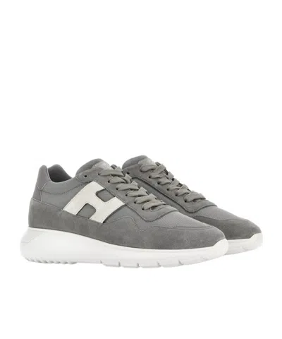 Hogan Interactive 3 Grey Suede Blend Sneakers In Gray