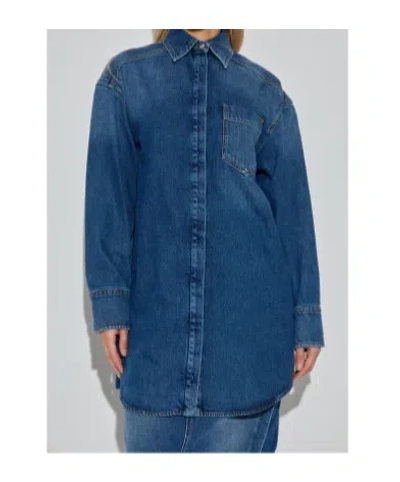 Sportmax Long Sleeve Denim Shirt In Blue