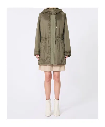 Weekend Max Mara Double-faced Long-sleeved Coat In Green