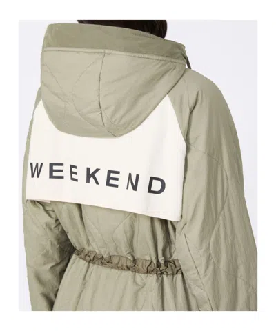 Weekend Max Mara Double-faced Long-sleeved Coat In Green