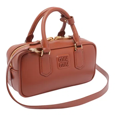 Miu Miu Women Arcadie Leather Bag In Brown