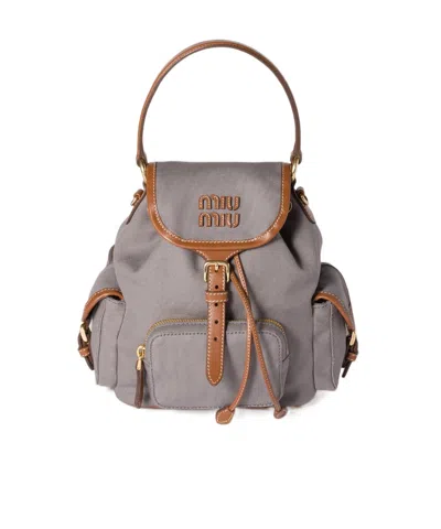 Miu Miu Canvas And Leather Backpack