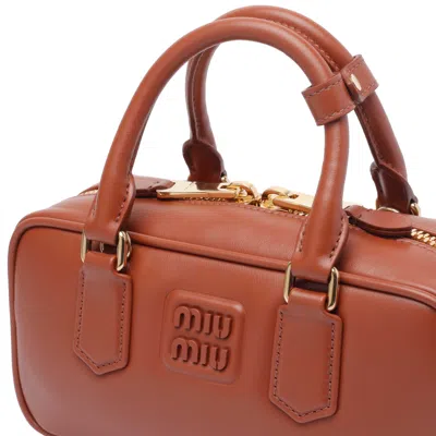 Miu Miu Women Arcadie Leather Bag In Brown