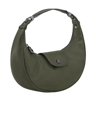 Longchamp Shoulder Bag With Adjustable Strap And Curved Shape In Brown