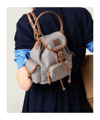Miu Miu Canvas And Leather Backpack