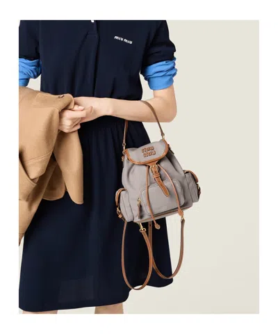 Miu Miu Canvas And Leather Backpack
