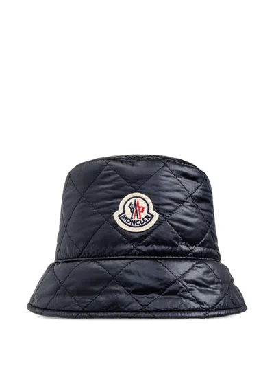 Moncler Diamond Quilted Nylon Bucket Hat In Black