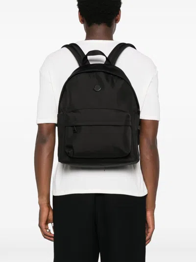Moncler Pierrick Backpack Front Zip-fastening Pocket In Black