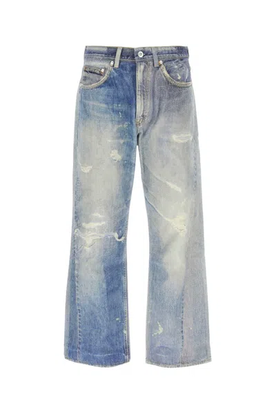Our Legacy Wide Fit Digital Denim Print Trousers In Blue