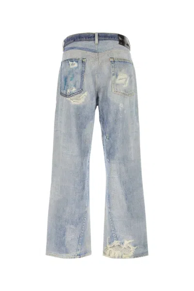 Our Legacy Wide Fit Digital Denim Print Trousers In Blue