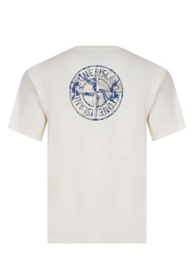 Stone Island Cotton Crew Neck T-shirt With Graphic Print In White
