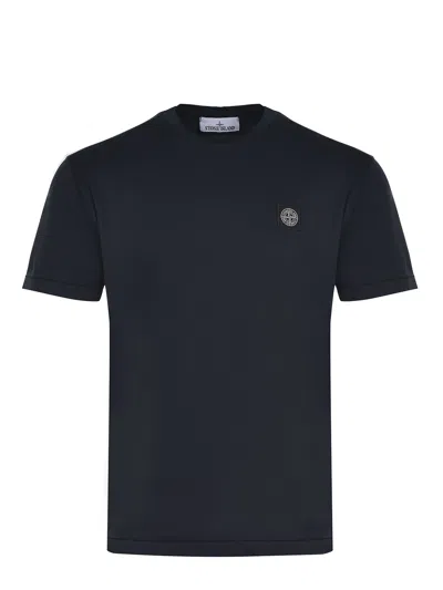 Stone Island Short-sleeved Cotton Jersey T-shirt In Black