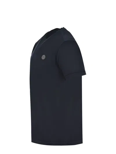 Stone Island Short-sleeved Cotton Jersey T-shirt In Black