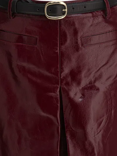 Self-portrait Bordeaux Leather Skirt In Burgundy