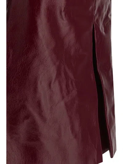 Self-portrait Bordeaux Leather Skirt In Burgundy