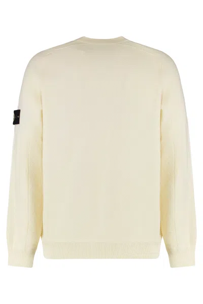 Stone Island Textured Knit Sweater With Crew Neckline In Neutral