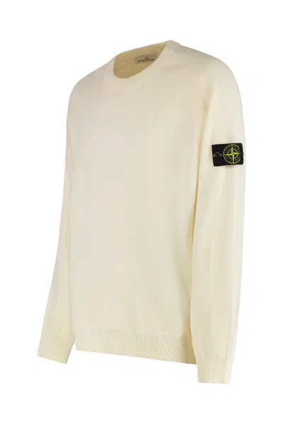 Stone Island Textured Knit Sweater With Crew Neckline In Neutral
