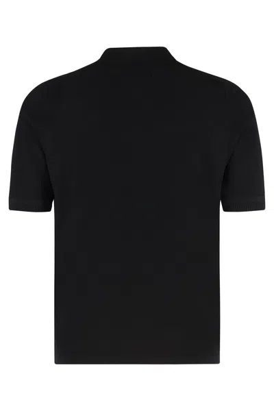 Stone Island Logo Patch Short-sleeved Polo Shirt In Black
