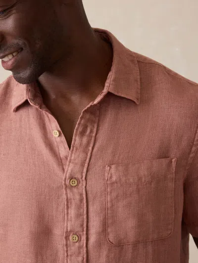 Faherty Short Sleeve Palma Linen Shirt In Pink