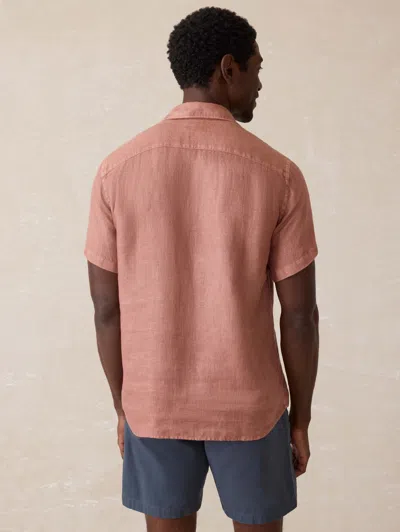 Faherty Short Sleeve Palma Linen Shirt In Pink