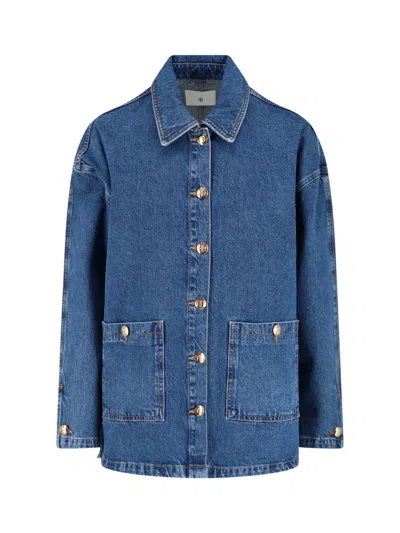 Anine Bing Relaxed Fit Jacket Patch Pockets In Blue