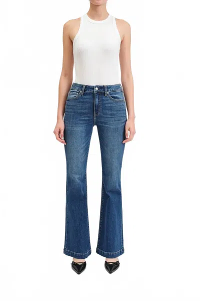 Daze Shy Girl High Waist Crop Flare Jeans In Blue