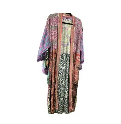 Folklore Couture Women's Patchwork Silk Kimono Robe In Multi