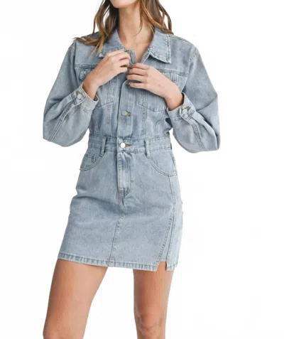 Mable Denim Long Sleeve Dress In Blair In Blue