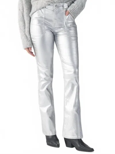 Sanctuary Metallic Hayden Bootcut Pant In Silver