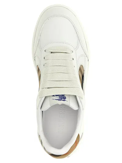 Burberry White Leather Sneaker Terrace And Check In White