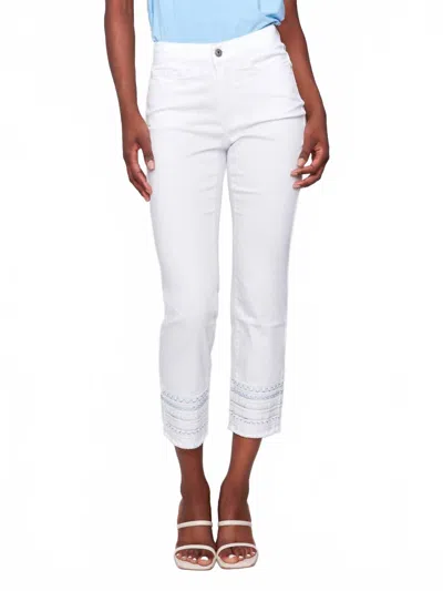 Charlie B Embroidered Hem Slim Jeans In White