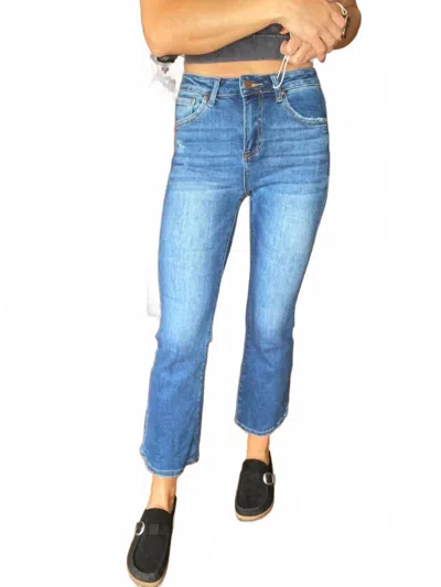 Risen Persephone Ankle Flare Denim Jeans In Blue