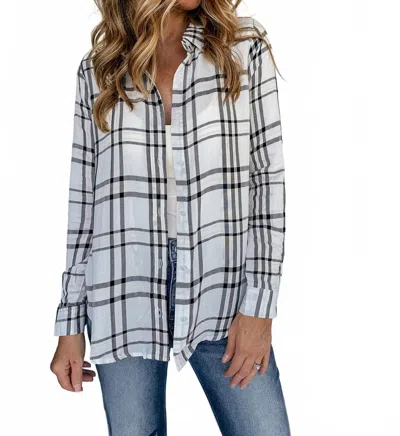 Lure Boutique Take It Easy Lightweight Plaid Shirt In Off White