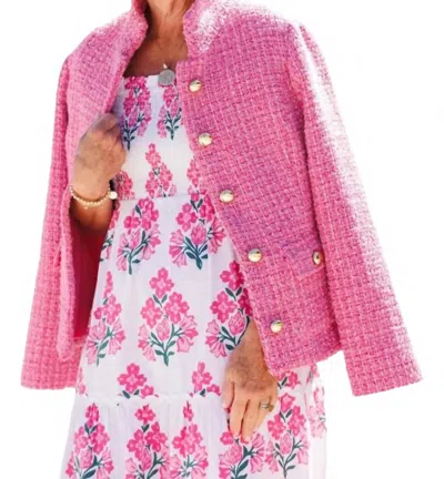 Sail To Sable Niki Button Front Blazer In Pink Tweed In Pink