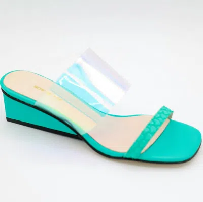 All Black Women Clear Fish Wedge In Green