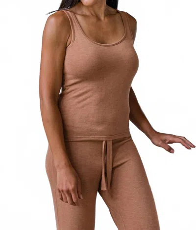 Yala Claire Bamboo Sweater Tank Top In Camel Heather