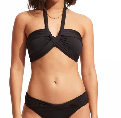 Seafolly Collective Halter Bandeau Bikini Top In Black In Black