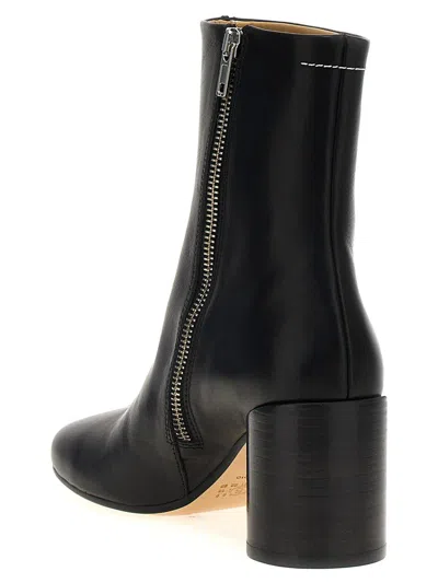 Mm6 Maison Margiela Mm6 By Maison Margiela Stitch-out Leather Ankle Boots In Black