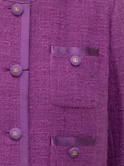 Dolce & Gabbana Violet Cotton Casual Jacket In Purple