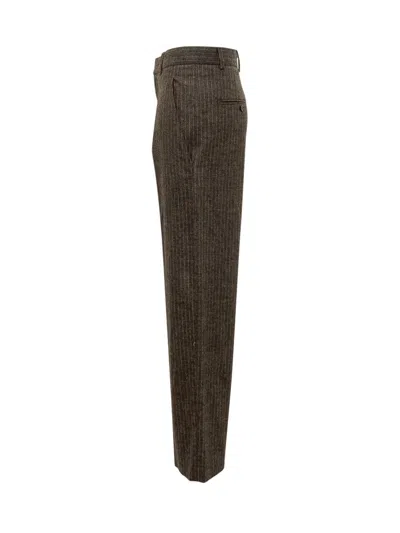 Isabel Marant Lisetta Chalk Stripe Wide-leg Suit Pants In Gray