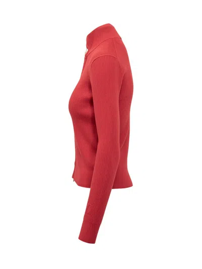 Jw Anderson Crimson Red Cotton Blend Turtleneck Sweater In Red