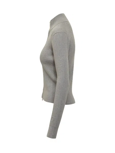Jw Anderson Grey Stretch Cotton Blend Cardigan In Gray