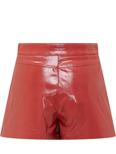 Msgm Patent Leather Asymmetric Skorts In Red